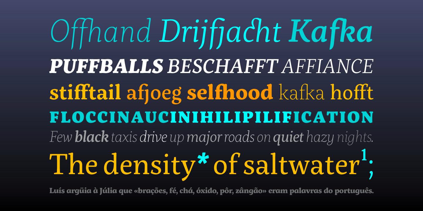 Przykład czcionki Servus Slab Thin Italic